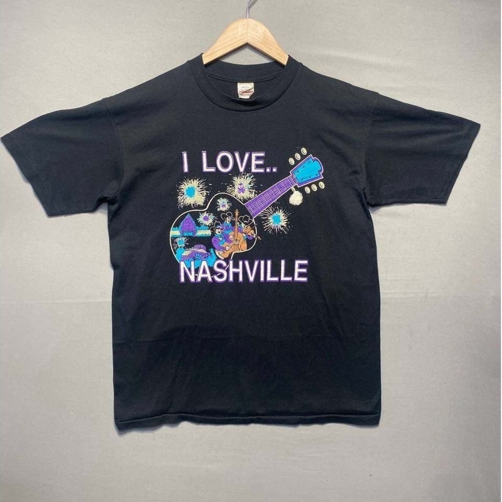 Belton I Love Nashville T Shirt‎ Mens XL Black Single Stitch Vintage Souvenir
